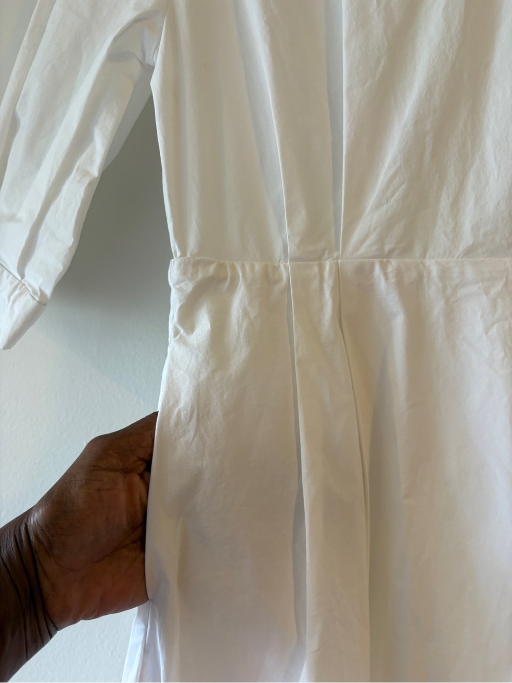 Aritzia Babaton Brighton Poplin White Midi Dress with 3/4 Sleeves XS Fit & Flare - Picture 9 of 15
